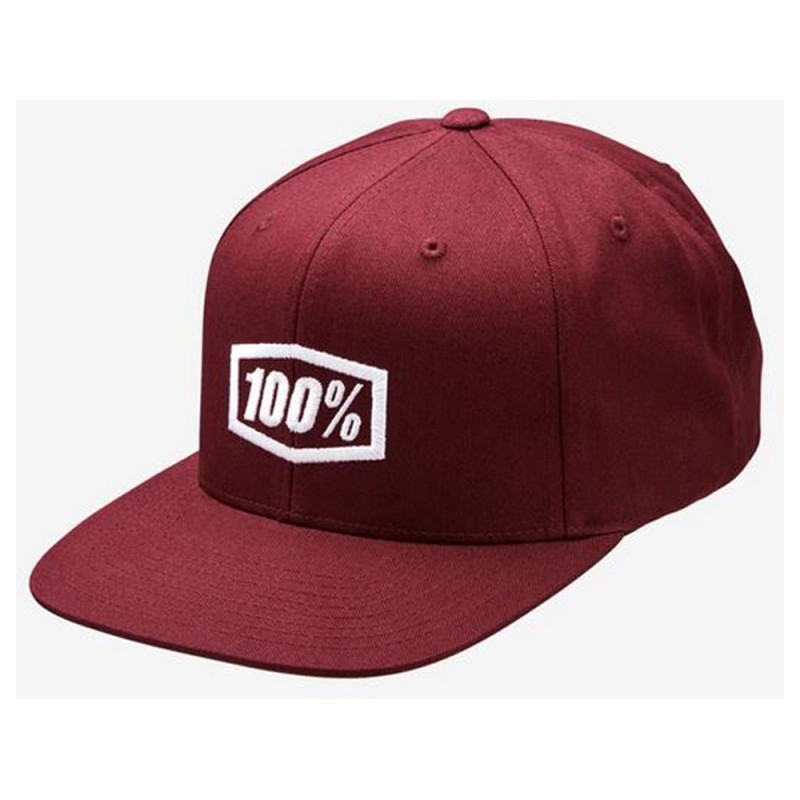 100% Icon Snapback Cap AJ Fit Burgandy