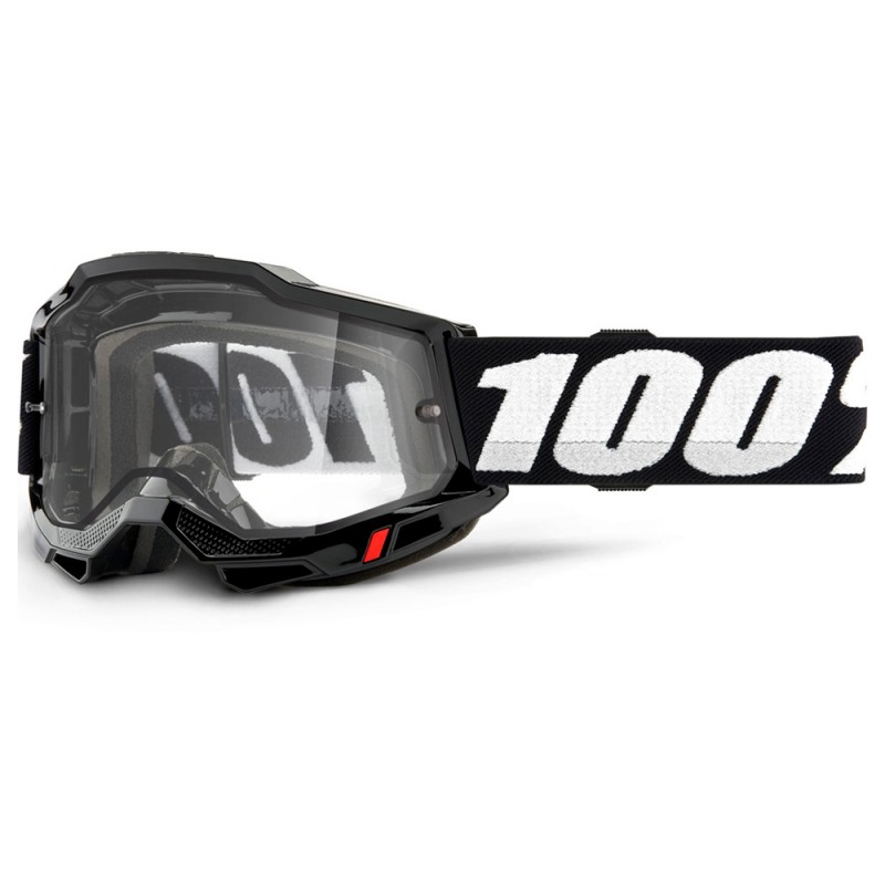 100% Accuri 2 Enduro Moto Goggle Black + Clear Lens