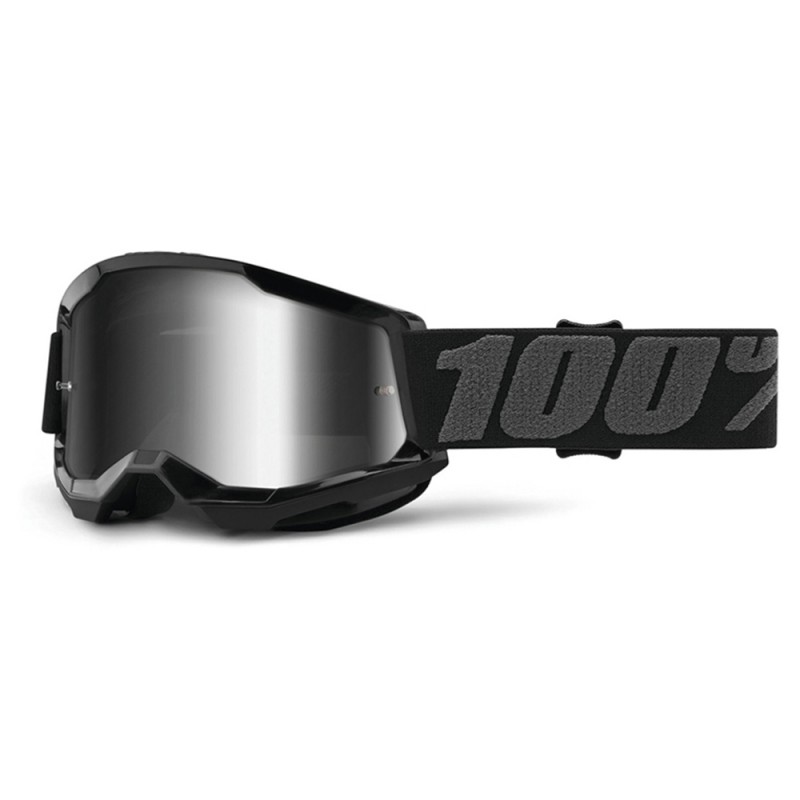 100% Strata 2 Youth Goggle Black + Mirror Silver Lens