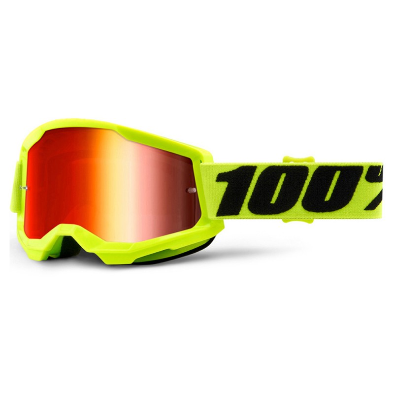100% Strata 2 Goggle Yellow + Mirror Red Lens