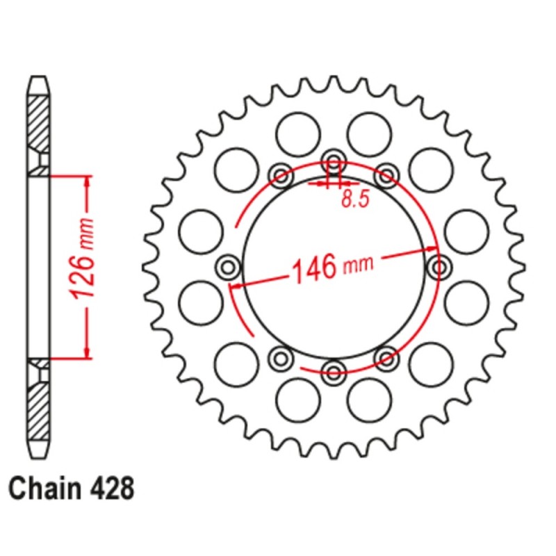 Supersprox Rear Sprocket Steel 11-01A-50 (428)