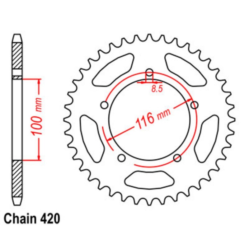 Supersprox Rear Sprocket Steel 11-121-xx (420)