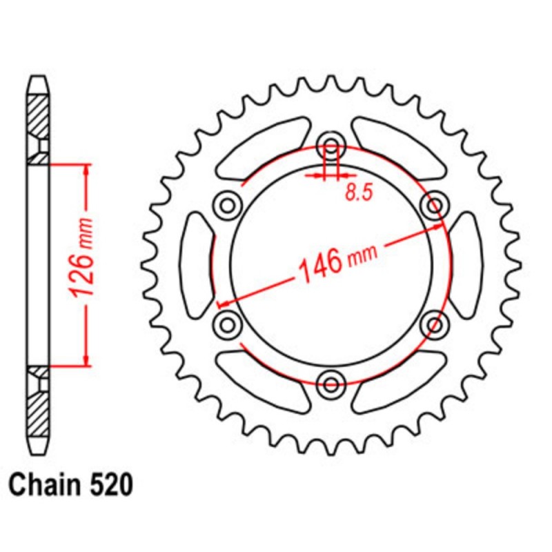 Supersprox Rear Sprocket Lightweight Alloy Black 11A-402-xxBK (520)