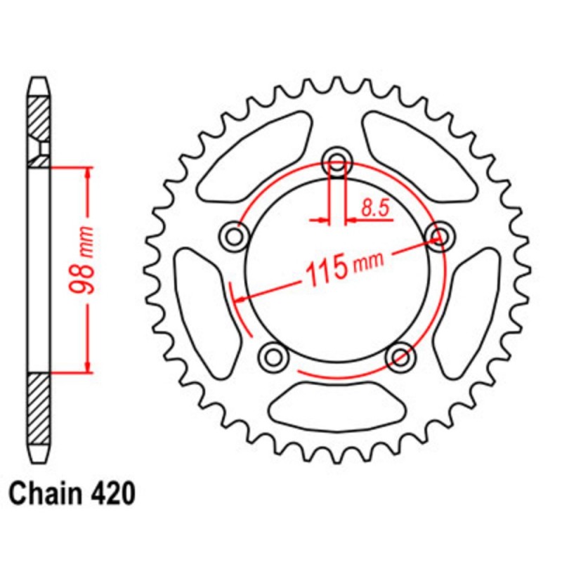 Supersprox Stealth Rear Sprocket Blue 11S-KMX-xxBU (420)
