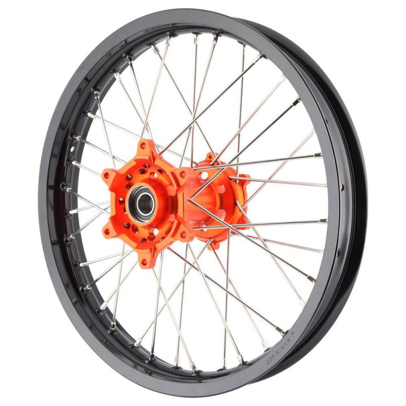 XTech Wheel Rim Rear (1.60 X 14) Black Rim/Orange Hub/Silver Spokes