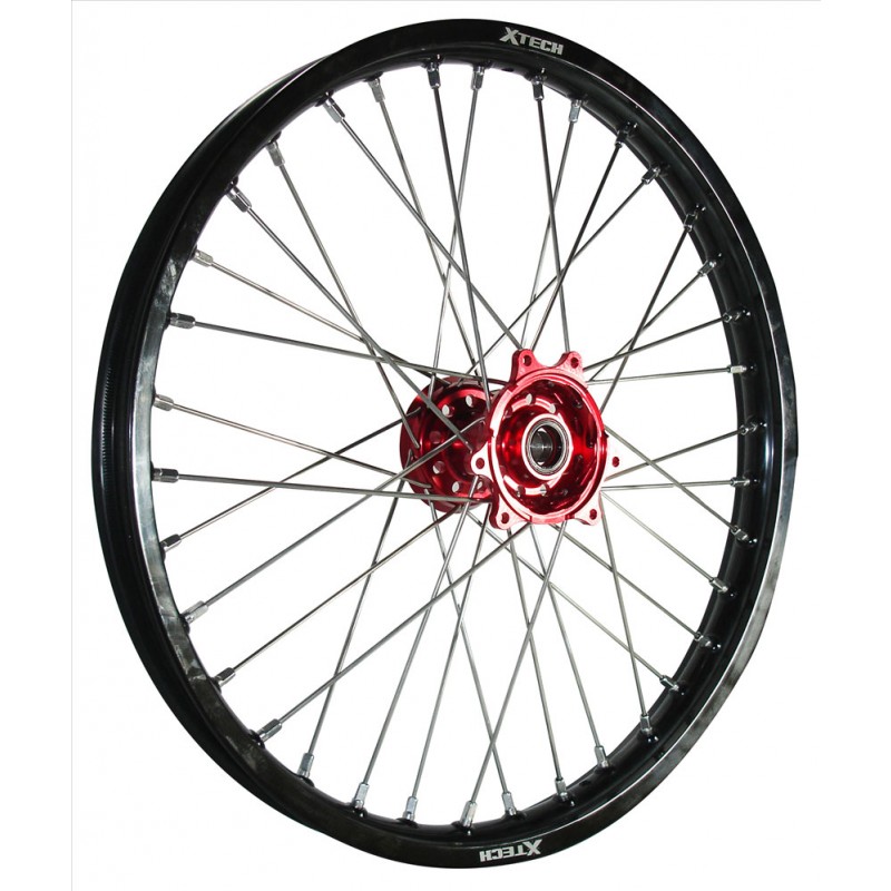 XTech Wheel Rim Front (1.40 X 17) Black Rim/Red Hub/Silver Spokes