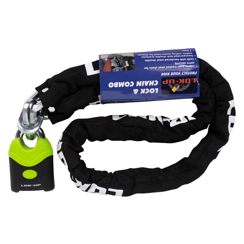 Lok-Up Padlock & Chain Combo Black/Fluro