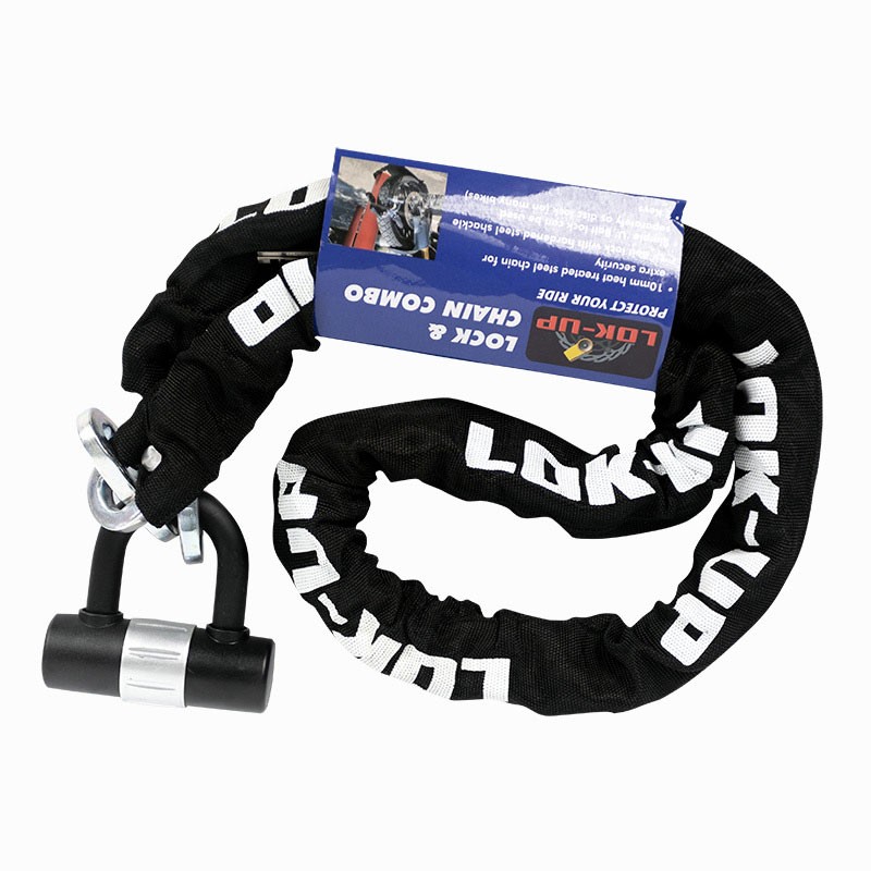 Lok-Up U Padlock & Chain Combo Black/Silver