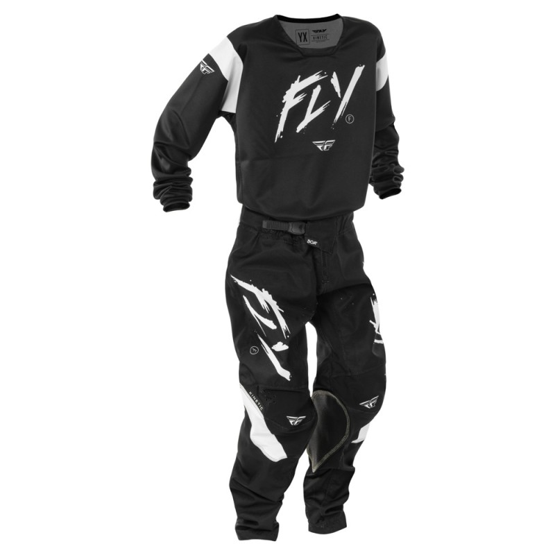 Fly Racing 2025 Kinetic MX Jersey Youth Stoke Black/White