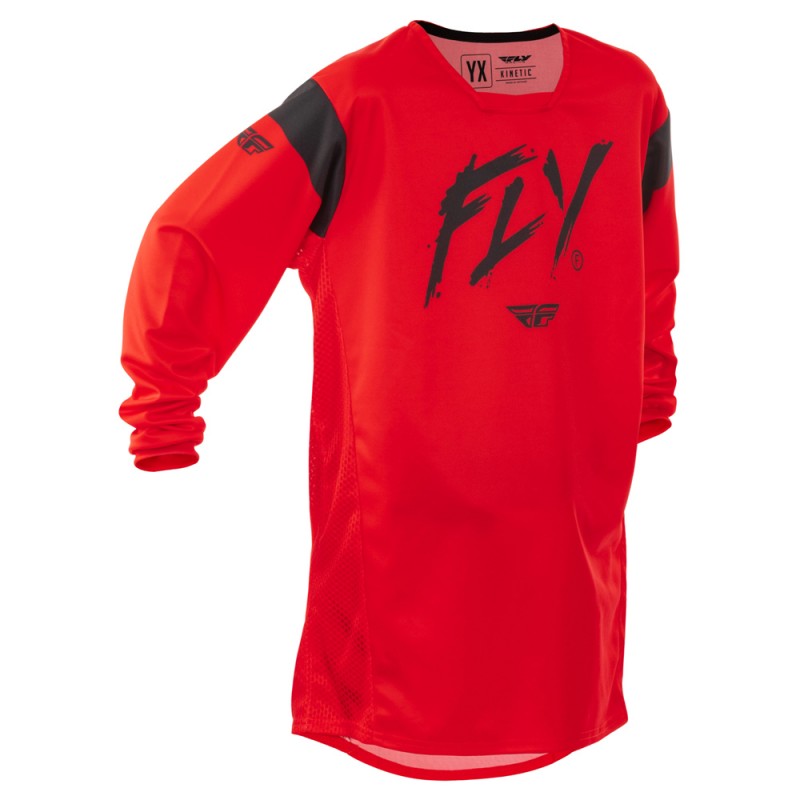 Fly Racing 2025 Kinetic MX Jersey Youth Stoke Red/Black