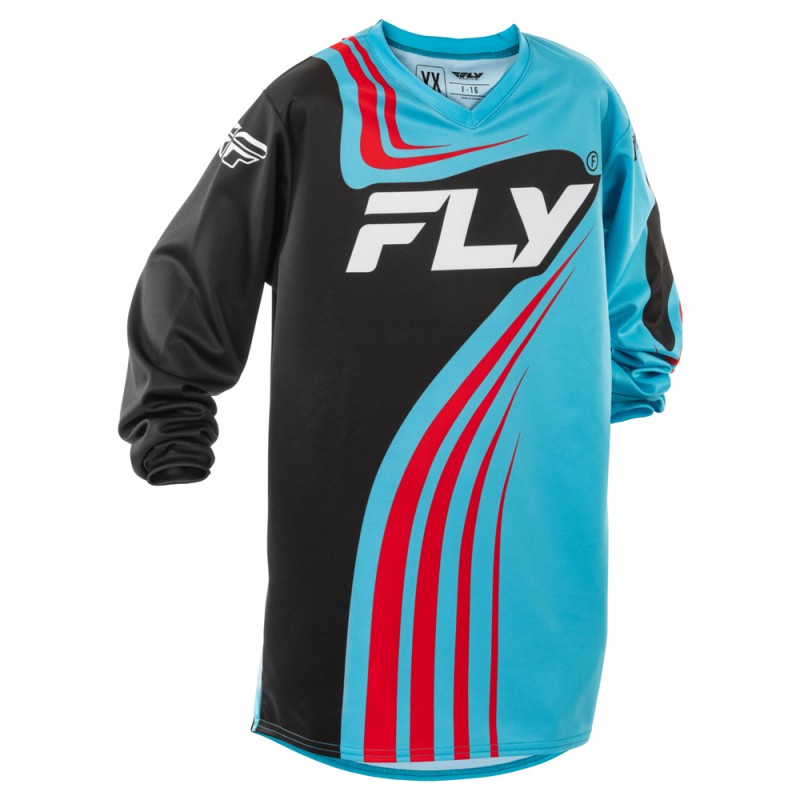 Fly Racing 2025 F-16 MX Jersey Youth Cyan/Black/Red