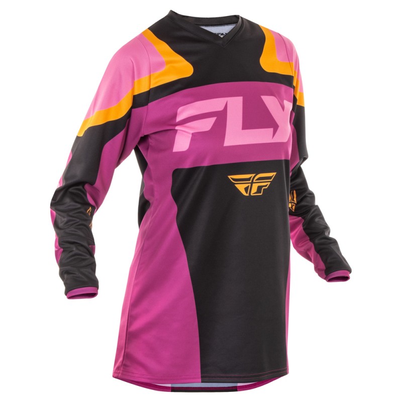 Fly Racing 2025 F-16 MX Jersey Womans Black Mauve/Yellow