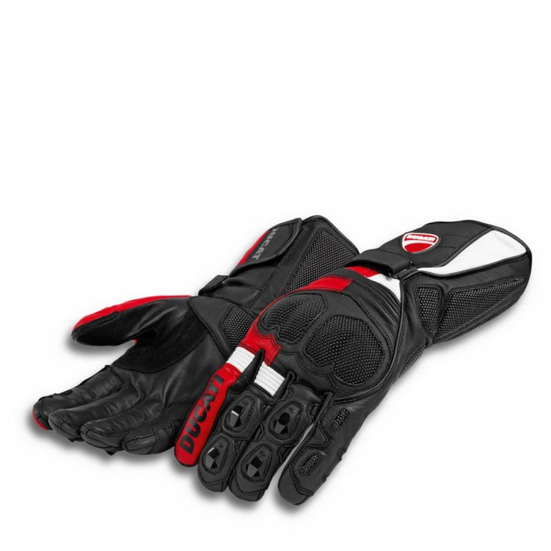 Ducati Speed Evo C2 Fabric-Leather Gloves Black/Red/White