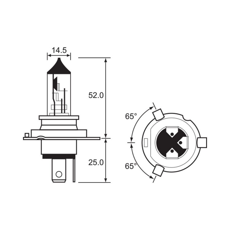 Bulb - Halogen -  12V 60/35W H6 65DEG