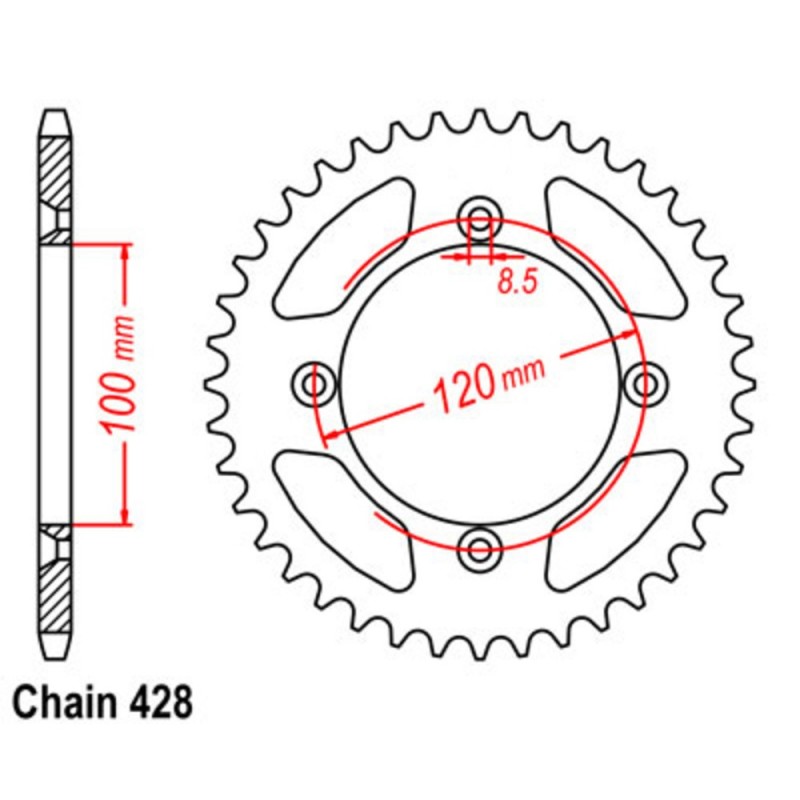 Supersprox Rear Sprocket Lightweight Alloy Black 11A-209-xxBK (428)